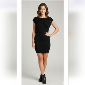 Colori solid black Adelina knit mini dress, size S